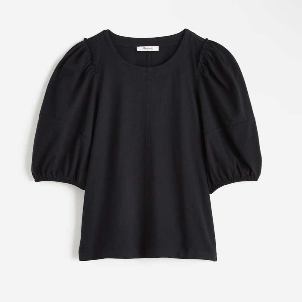 NWT Madewell Black Puff Sleeve Blouse